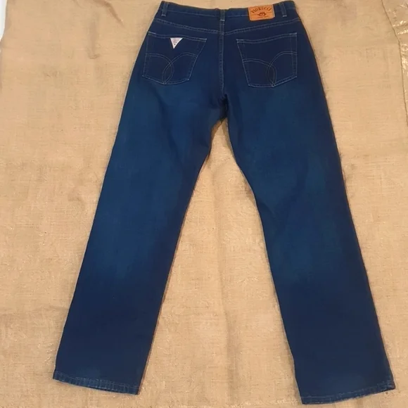 Fiorucci Vintage 90s Blue Jeans Size 11 approx 10 12 Button Fly Safety J… - Picture 7 of 8